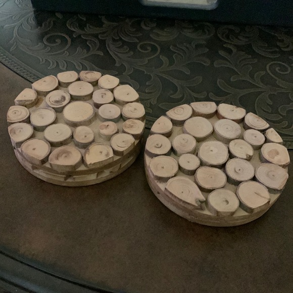 Wood Round Wooden Tree Rings Coaster Set - Picture 2 of 3
